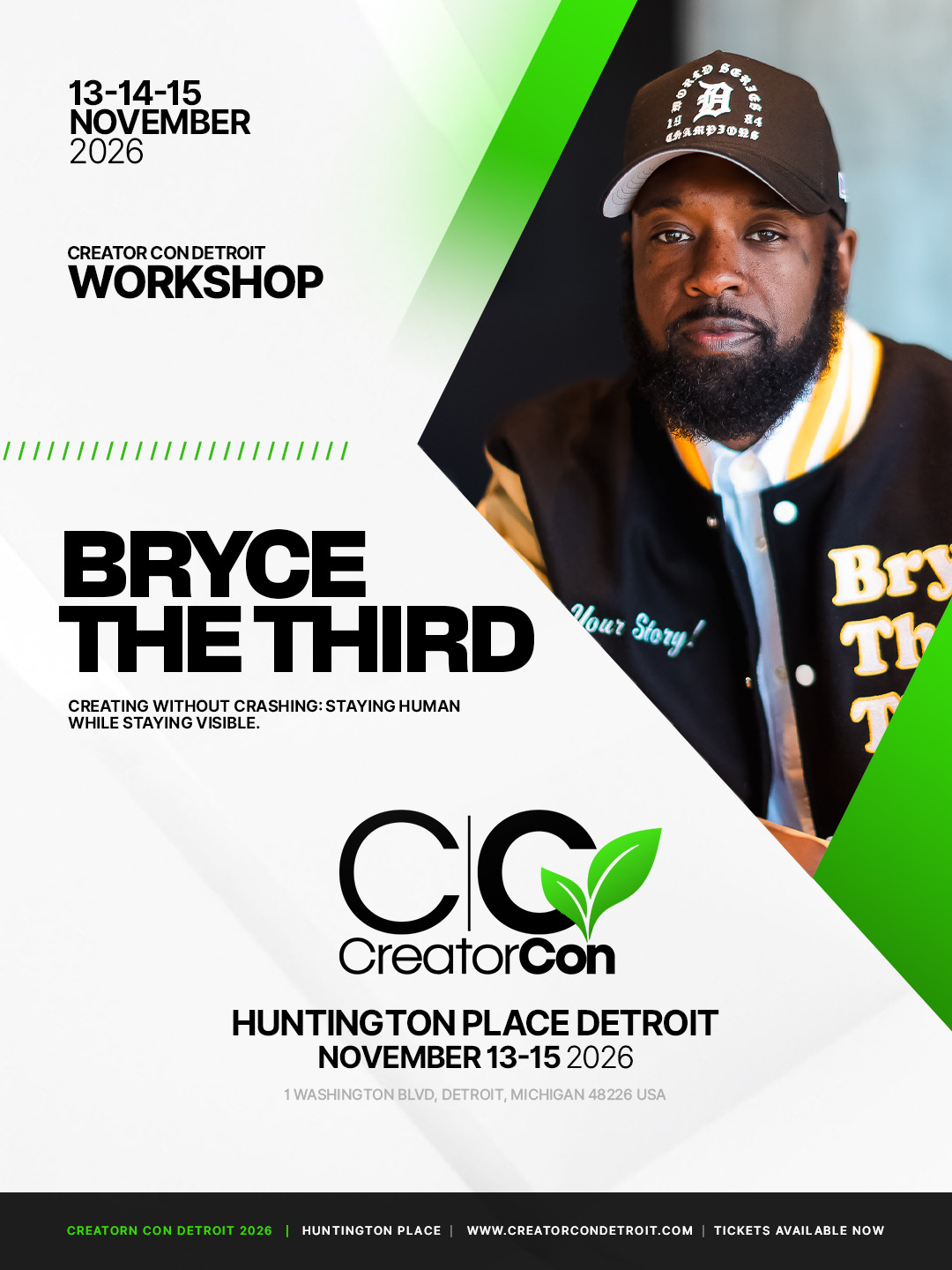 Creator Con workshop flyer for Bryce the Third