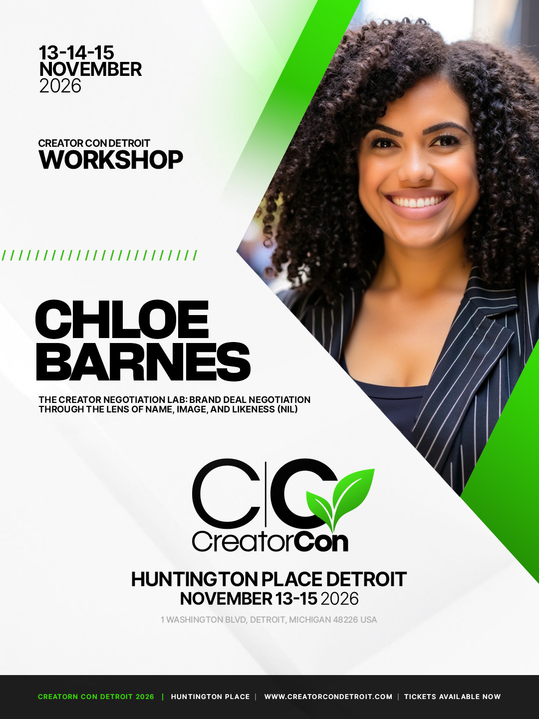Creator Con workshop flyer for Chloe Barnes