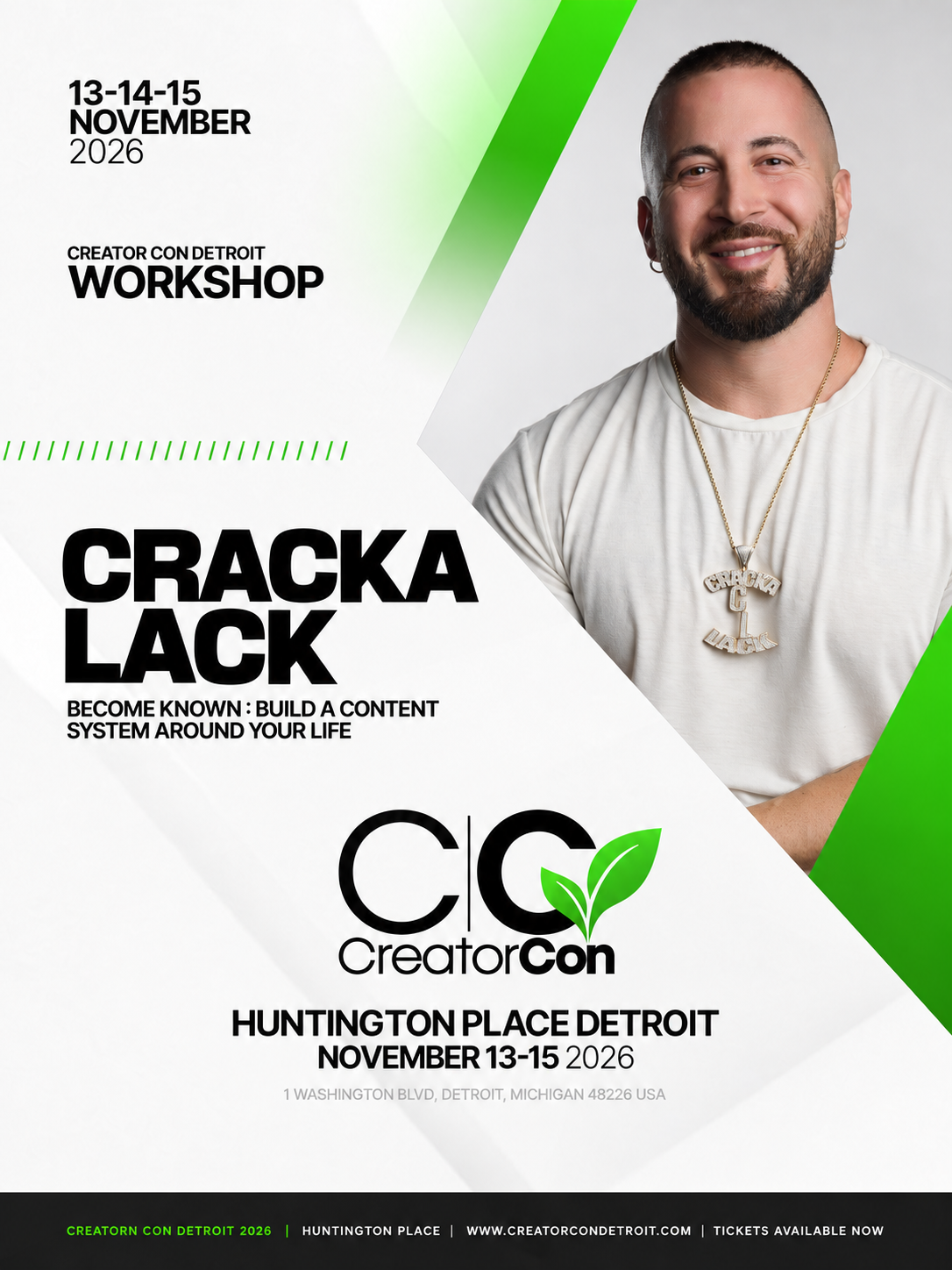 Creator Con workshop flyer for Cracka Lack