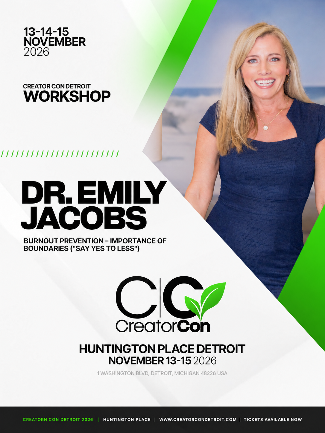 Creator Con workshop flyer for Dr. Emily Jacobs