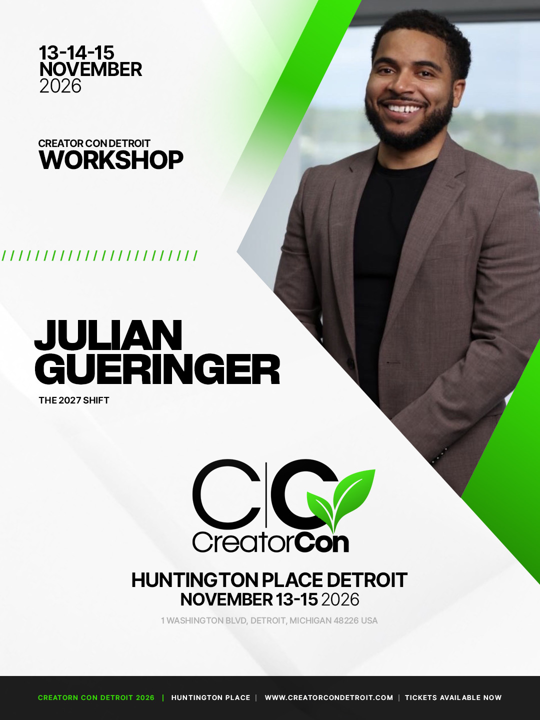 Creator Con workshop flyer for Julian Gueringer