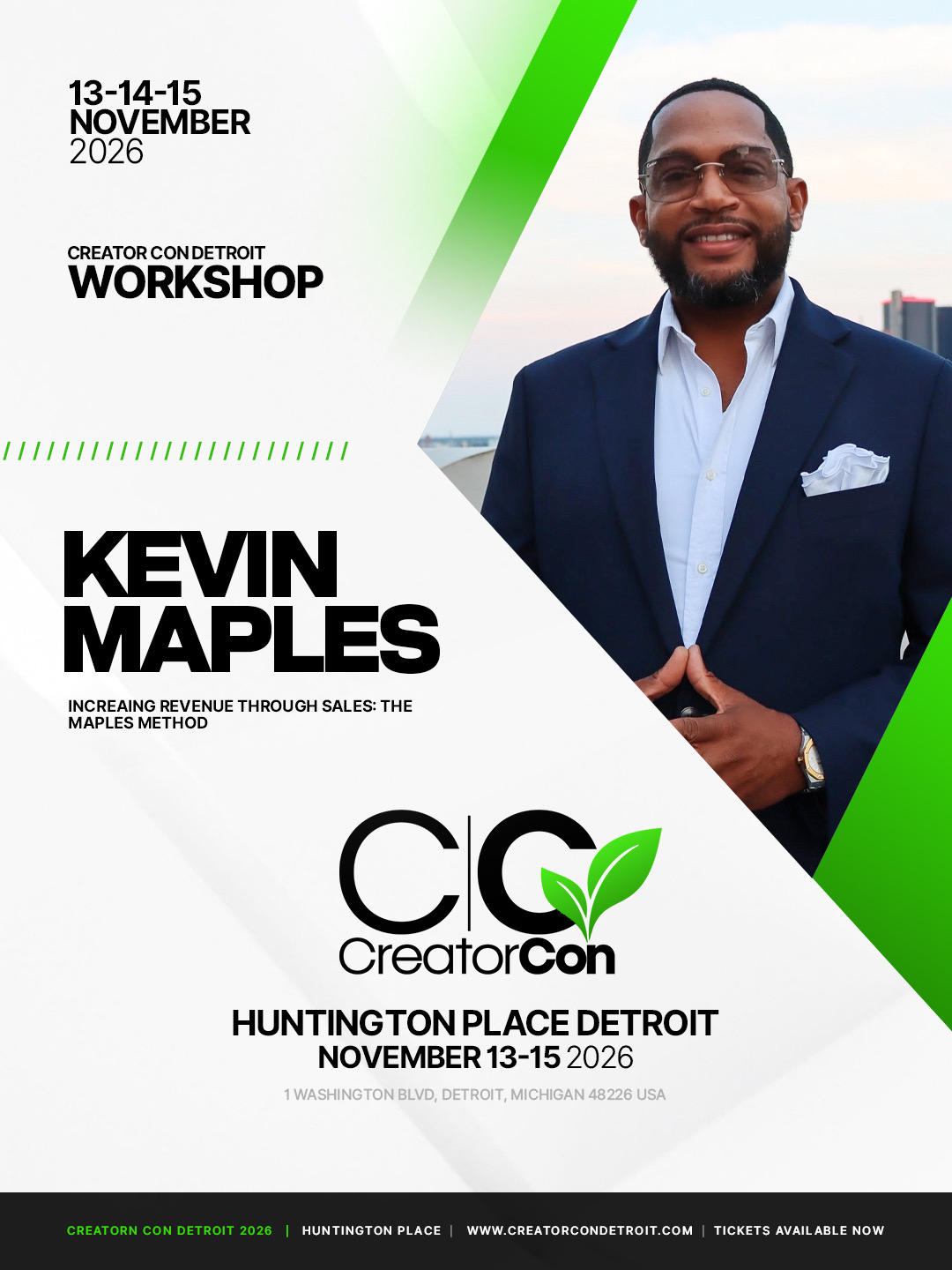 Creator Con workshop flyer for Kevin Maples