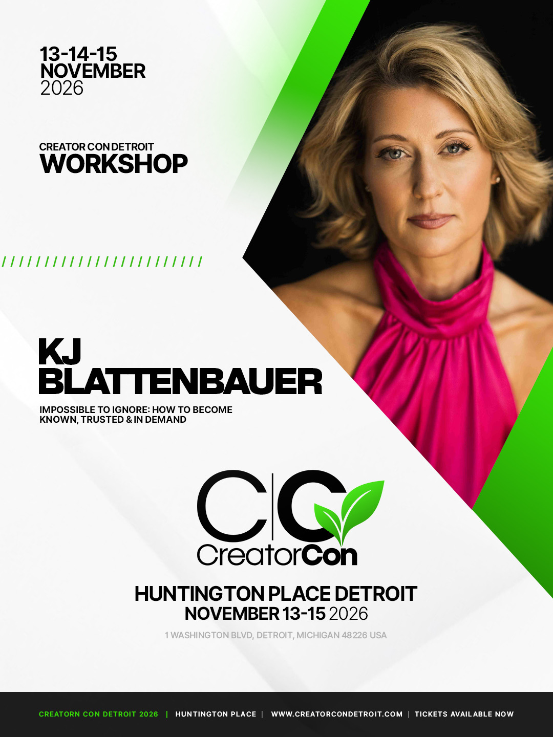 Creator Con workshop flyer for KJ Blattenbauer
