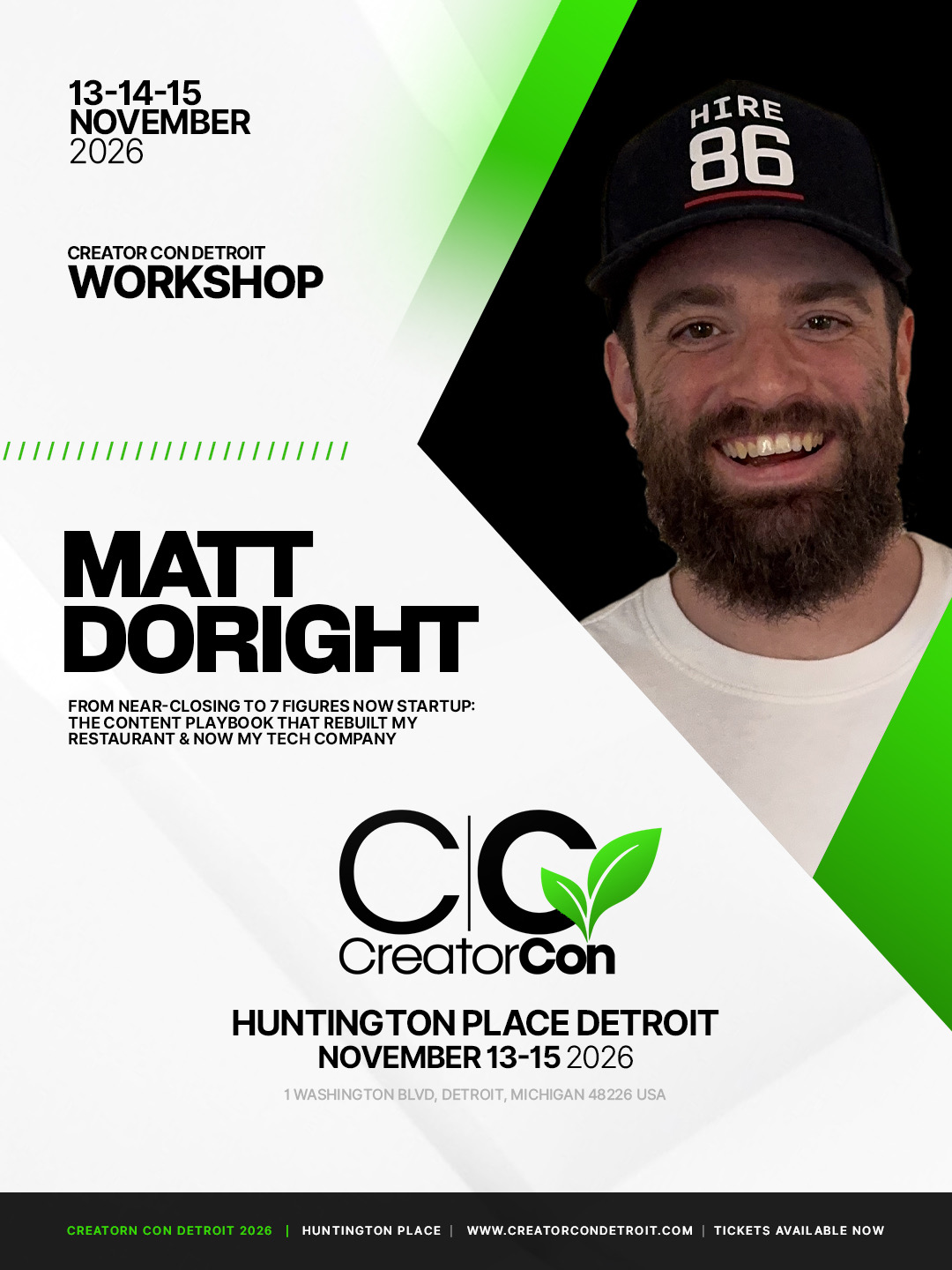 Creator Con workshop flyer for Matt Doright