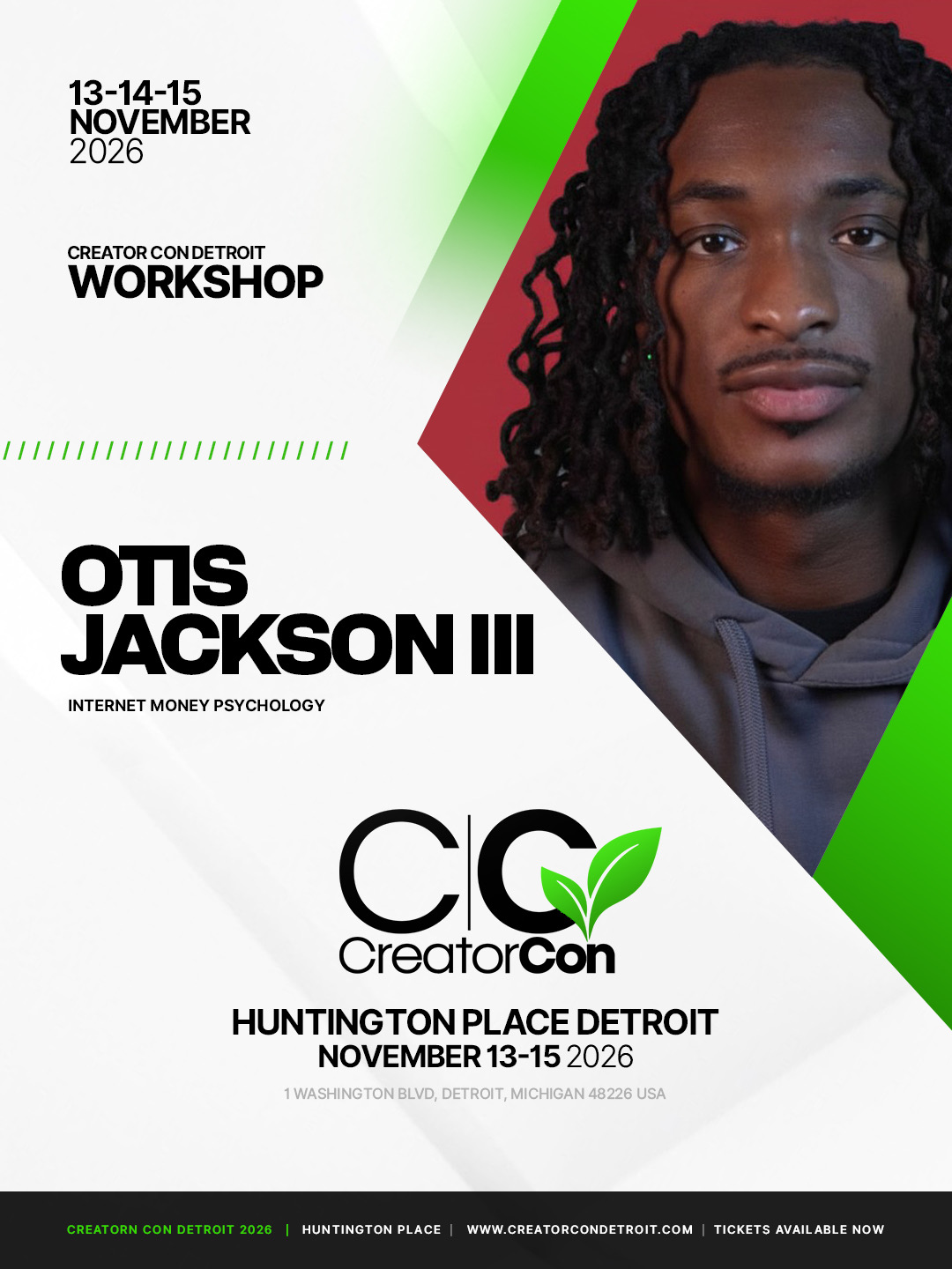 Creator Con workshop flyer for Otis Jackson III
