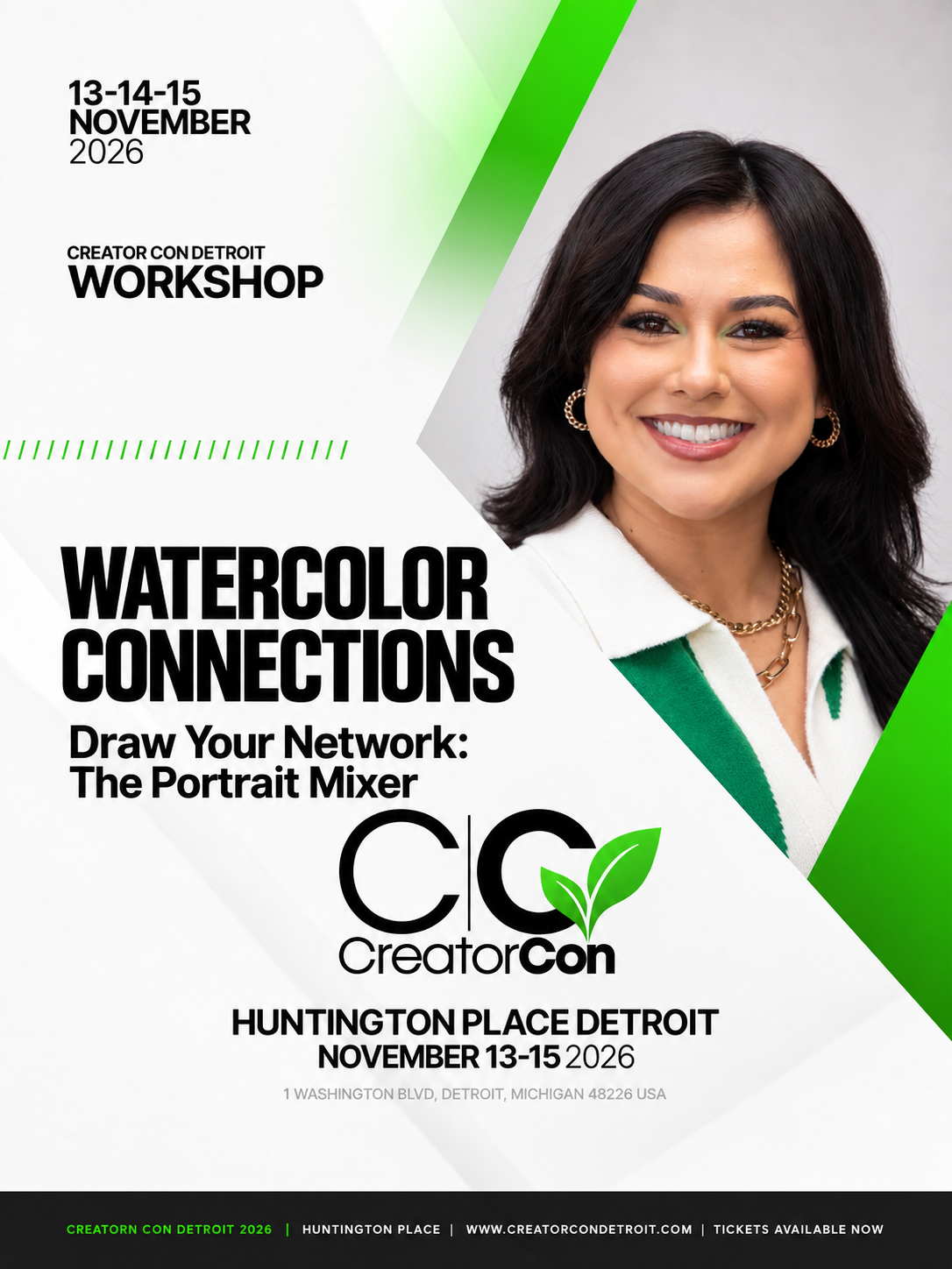 Creator Con workshop flyer for Watercolor Connections
